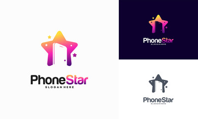 Phone Star logo designs concept vector, Bright Phone logo template designs