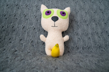 sexy plush toy cat with banana man power 