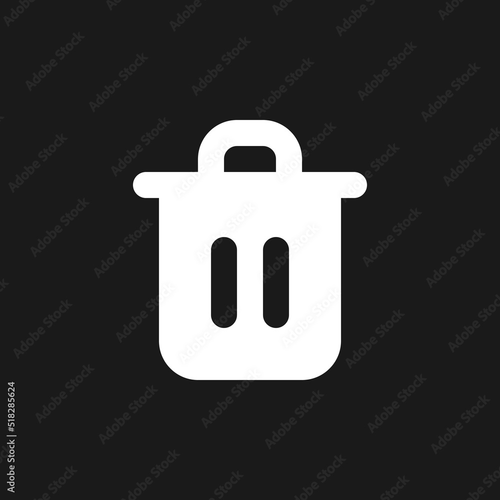 Poster trash can dark mode glyph ui icon. delete button. recycle bin. container. user interface design. whi