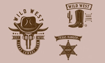 western cowboy elements with typography artwork design