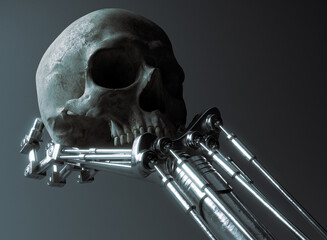 Mechanical Hand Analyzing Skull