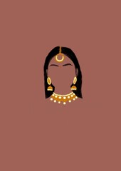 Portrait of South Asian woman, illustration