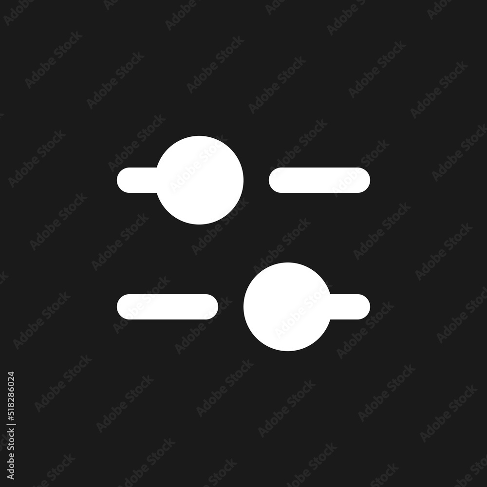 Poster horizontal adjust dark mode glyph ui icon. equalizer. sound option. user interface design. white sil