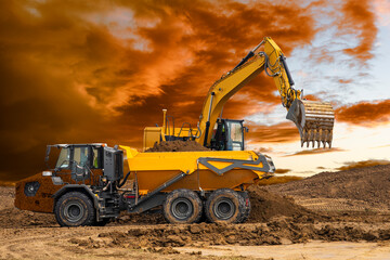 Bagger arbeitet auf einer Baustelle