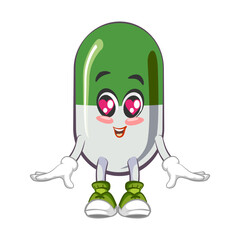vector illustration of cute capsule mascot in love