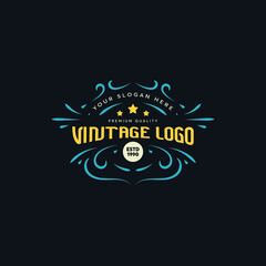 vintage logo template with retro color for apparel logo, coffee shop logo, barber shop logo, cafe logo