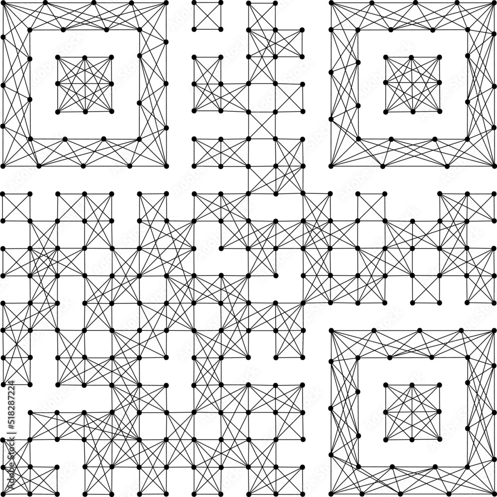 Poster qr code arbitrary, icon from abstract futuristic polygonal black lines and dots. vector illustration