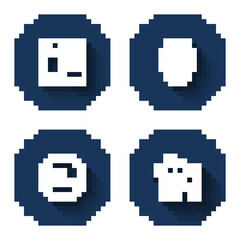 Set line Browser window, Artificial intelligence robot, Processor CPU and Futuristic weapon with long shadow. Blue circle button. Vector