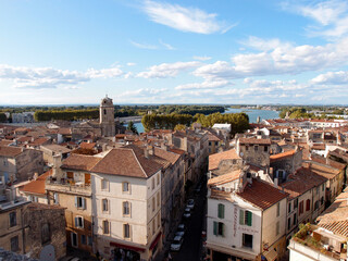 Aerial view of the old town of Arles