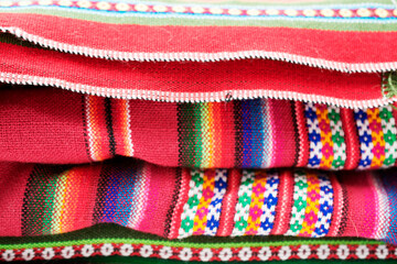 Bolivian traditional fabrics close up.