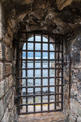 Fototapeta na wymiar Blackness Castle Scotland iron gate view