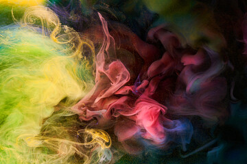 Liquid fluid art abstract background. Mix of dancing acrylic paints underwater