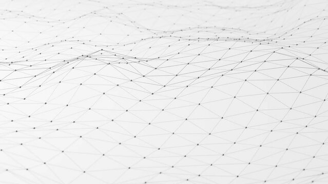 3D animation of a white mesh moving in looping waves