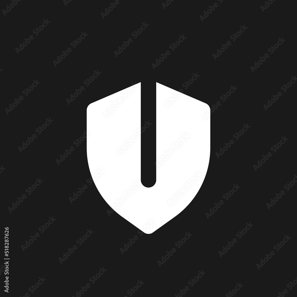 Poster security shield dark mode glyph ui icon. protection. antivirus software. user interface design. whit
