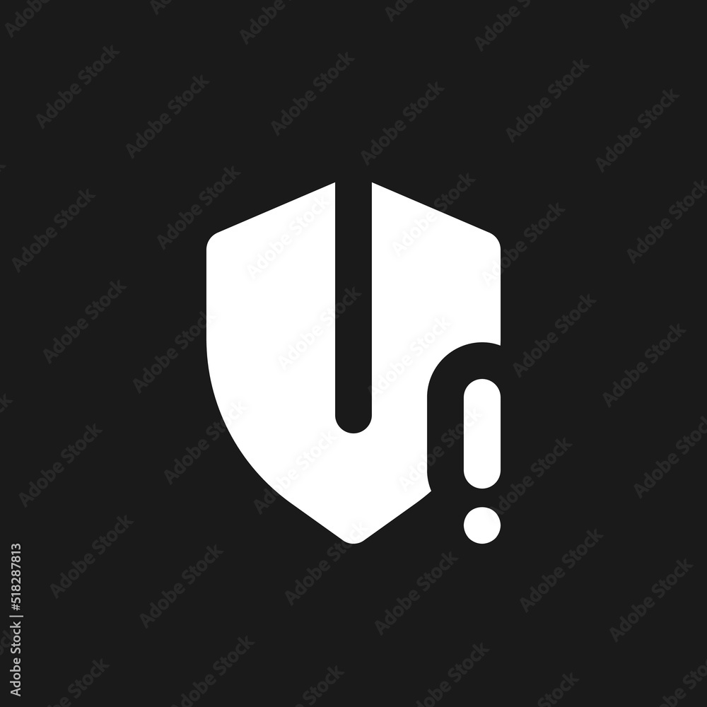 Poster security threat dark mode glyph ui icon. cybersecurity. vulnerability risk. user interface design. w