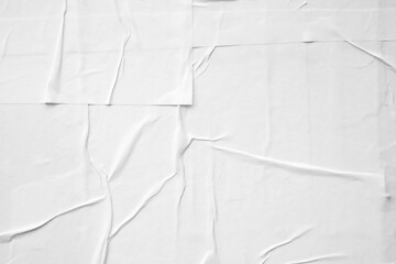 white crumpled and creased paper poster texture background