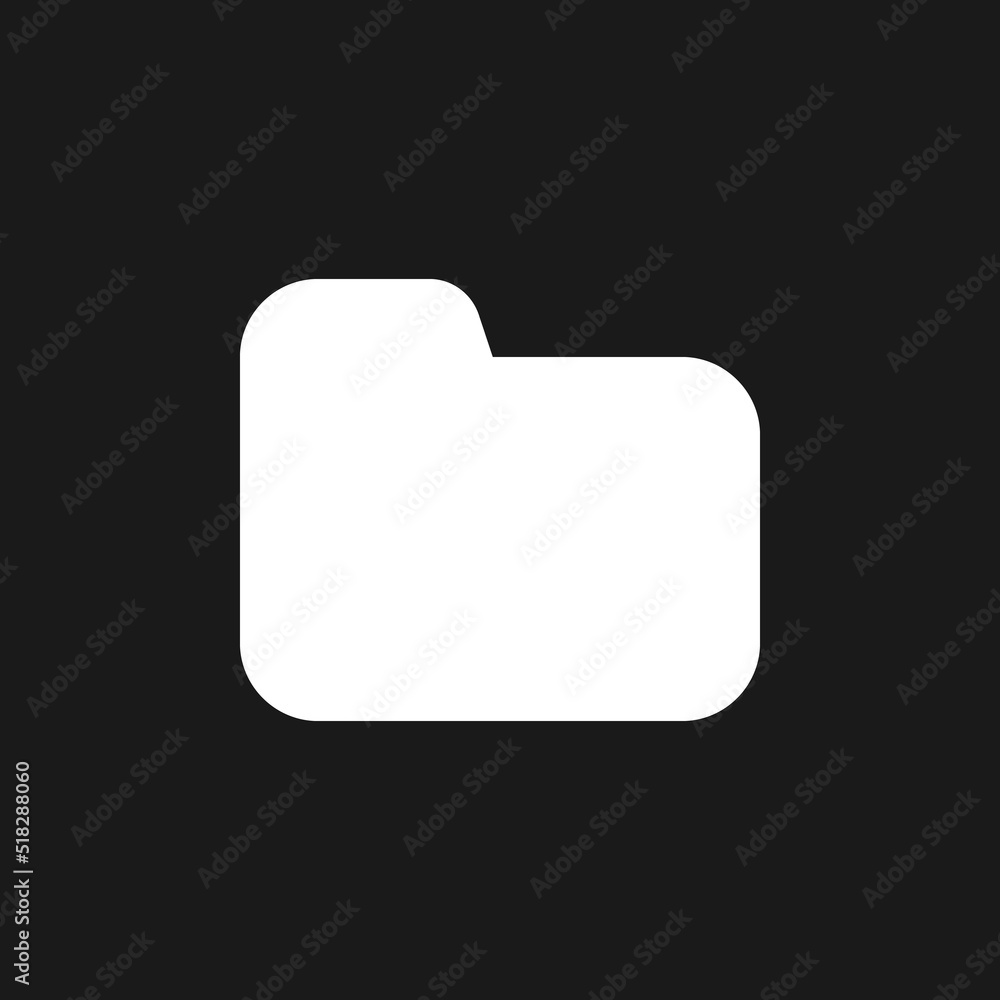 Poster folder dark mode glyph ui icon. files storage. desktop application. user interface design. white sil