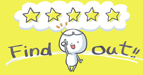 《アイキャッチ》星5つを見つけた白い人　黄色バージョン