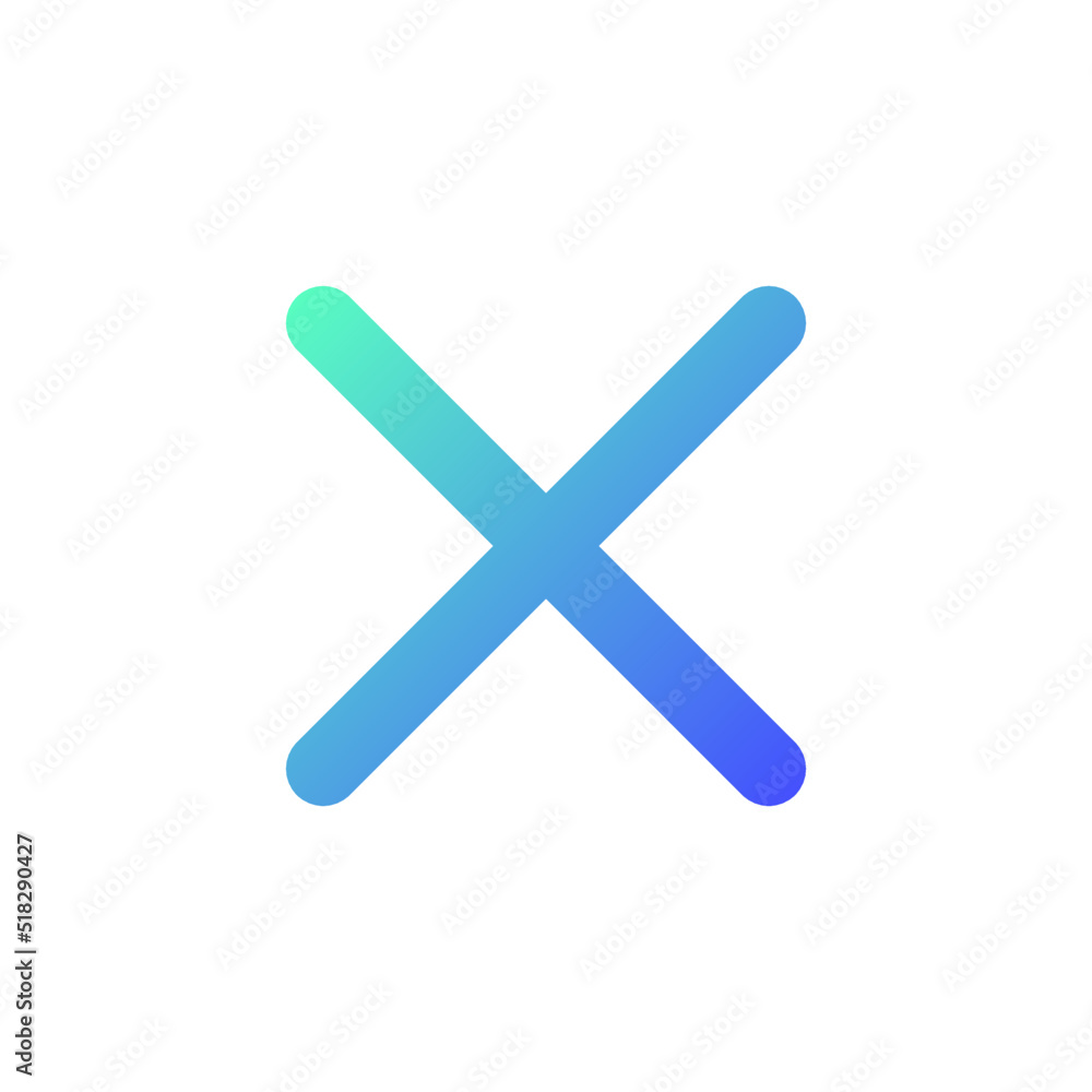 Poster cross mark pixel perfect gradient linear ui icon. delete action. cancel button. close window. line c