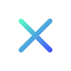 Fototapeta premium Cross mark pixel perfect gradient linear ui icon. Delete action. Cancel button. Close window. Line color user interface symbol. Modern style pictogram. Vector isolated outline illustration
