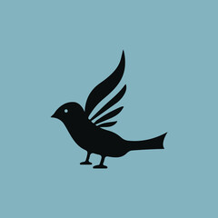Black bird animal vector logo design 