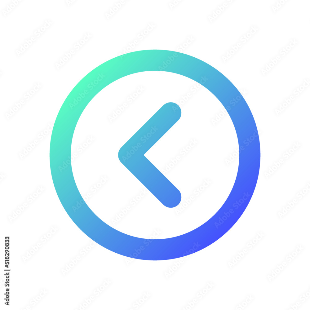 Poster arrow left button pixel perfect gradient linear ui icon. move back. toolbar control. previous track.