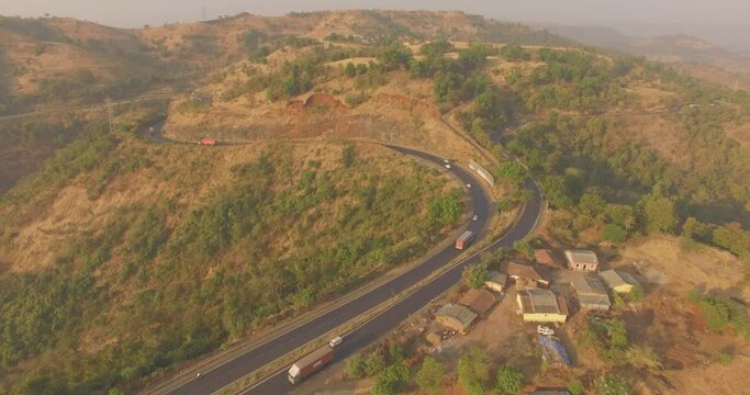 Drone captured an aerial view of Kasara Ghat on Mumbai Agra Highway near Igatpuri