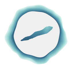 Cayman Brac logo. Badge of the island. Layered circular sign around Cayman Brac border shape. Astonishing vector illustration.
