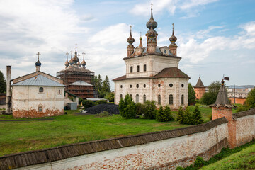 Fototapeta na wymiar View of the Yuryev Kremlin (Archangel Michael Yurievsky Monastery), the city of Yuryev-Polsky, one of the oldest cities in the Moscow region. Vladimir region, Russia