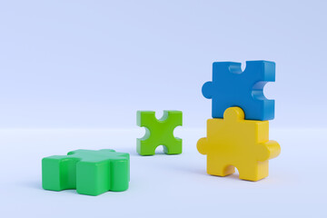 3d jigsaw puzzle pieces. Concept of business problems, partnership, development, cooperation and teamwork. 3d high quality render