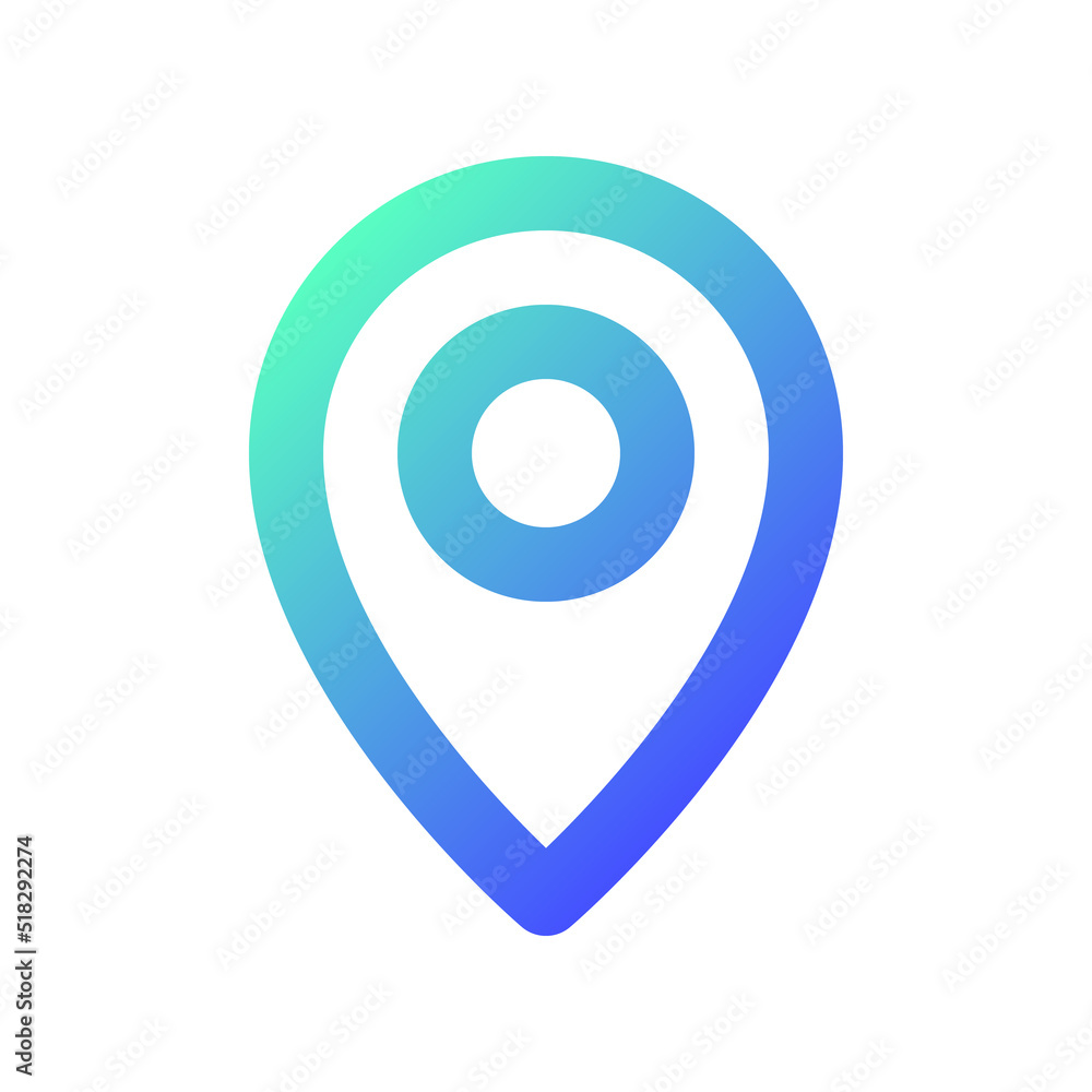 Poster location pin pixel perfect gradient linear ui icon. saving spot on map. search for destination. line