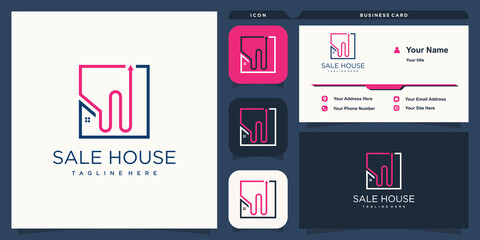 house logo with arrow concept premium vector