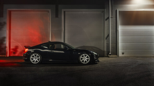 New York City - June 20, 2022:  Toyota gt86 red lanterns at night
