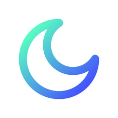 Night mode pixel perfect gradient linear ui icon. Nighttime theme. Moon option. Screen darkness adjust. Line color user interface symbol. Modern style pictogram. Vector isolated outline illustration