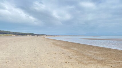 beach with stormy  sky