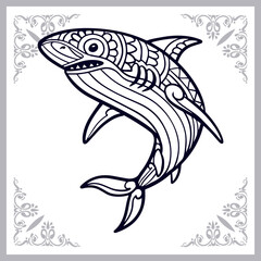 Beautiful Shark zentangle arts isolated on white background