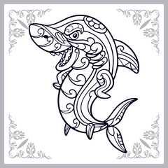 Beautiful Shark zentangle arts isolated on white background