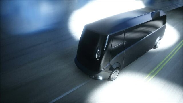 Futuristic sci fi tunnel. futuristic bus. Realistic 4k animation.