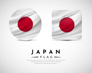 Collection of Japan flag emblem icon. Japan flag symbol icon vector