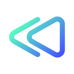 Fast reverse button pixel perfect gradient linear ui icon. Music player bar. Playing multimedia file. Line color user interface symbol. Modern style pictogram. Vector isolated outline illustration