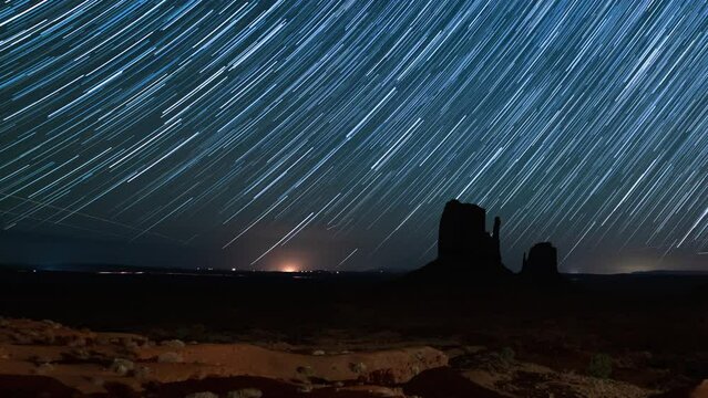Monument Valley Startrails to Sunrise Arizona and Utah USA Astrophotography Time Lapse