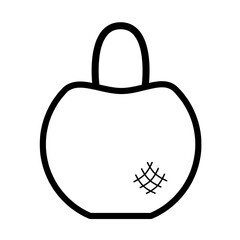 Symbol of a round women's bag with an ear, black outline