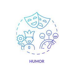 Humor blue gradient concept icon. Jokes and comedy. Emotional regulation. Cognitive change abstract idea thin line illustration. Isolated outline drawing. Myriad Pro-Bold font used