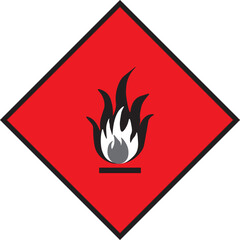 Highly flammable red color warning sign board printable vector