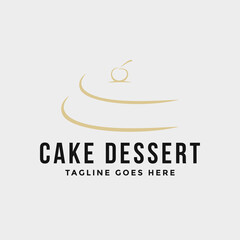 Simple abstract illustrations of Cake dessert shop logo.