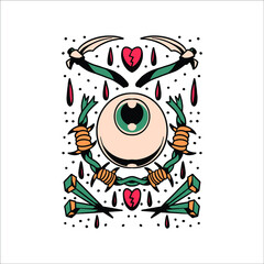 bad eye tattoo set vector design