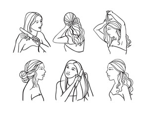 Girl hair set. girl doing her hair