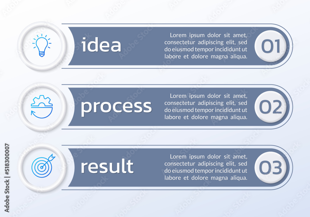 Poster 3 number list template. five step business layout with text banners, numbers and icons. modern info 