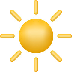 Sun 3d icon. Summer, weather symbol. Vector illustration.
