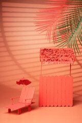 Beach accessories on a pink background. - Summer concept